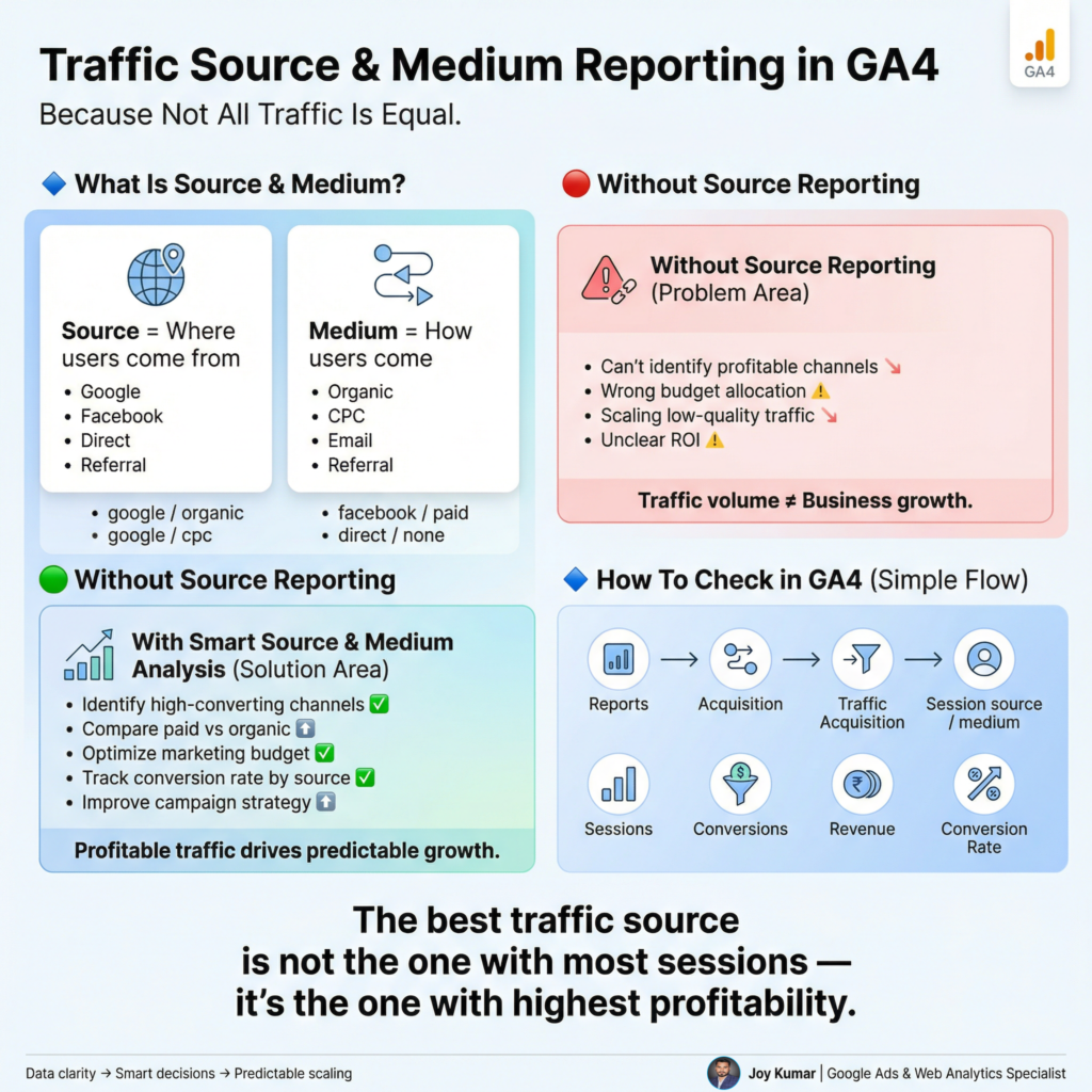 Traffic Source & Medium Reporting in GA4